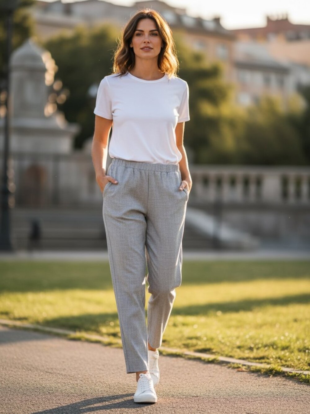 Chico's Rayon Blend" Linen-Look" Light Gray Pull-On Pants Sz 0R (S/4) #283H